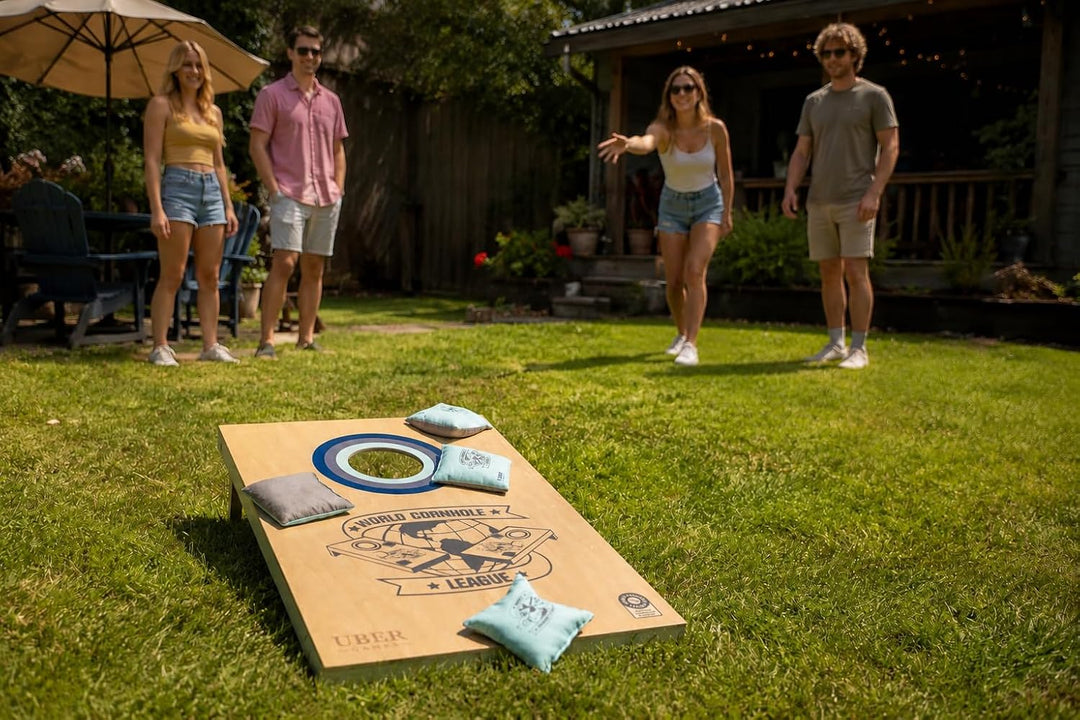 Uber Games - World Cornhole League - 120x60 cm Doppelbrett-Set &amp; Tasche - Turnierqualität Board (4x2