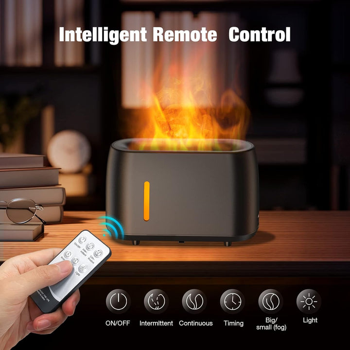 BNGXR Luftbefeuchter Mit Flammen Effekt, 240 ml Aroma Diffuser mit Fernbedienung 7 Arten Farbe mit t