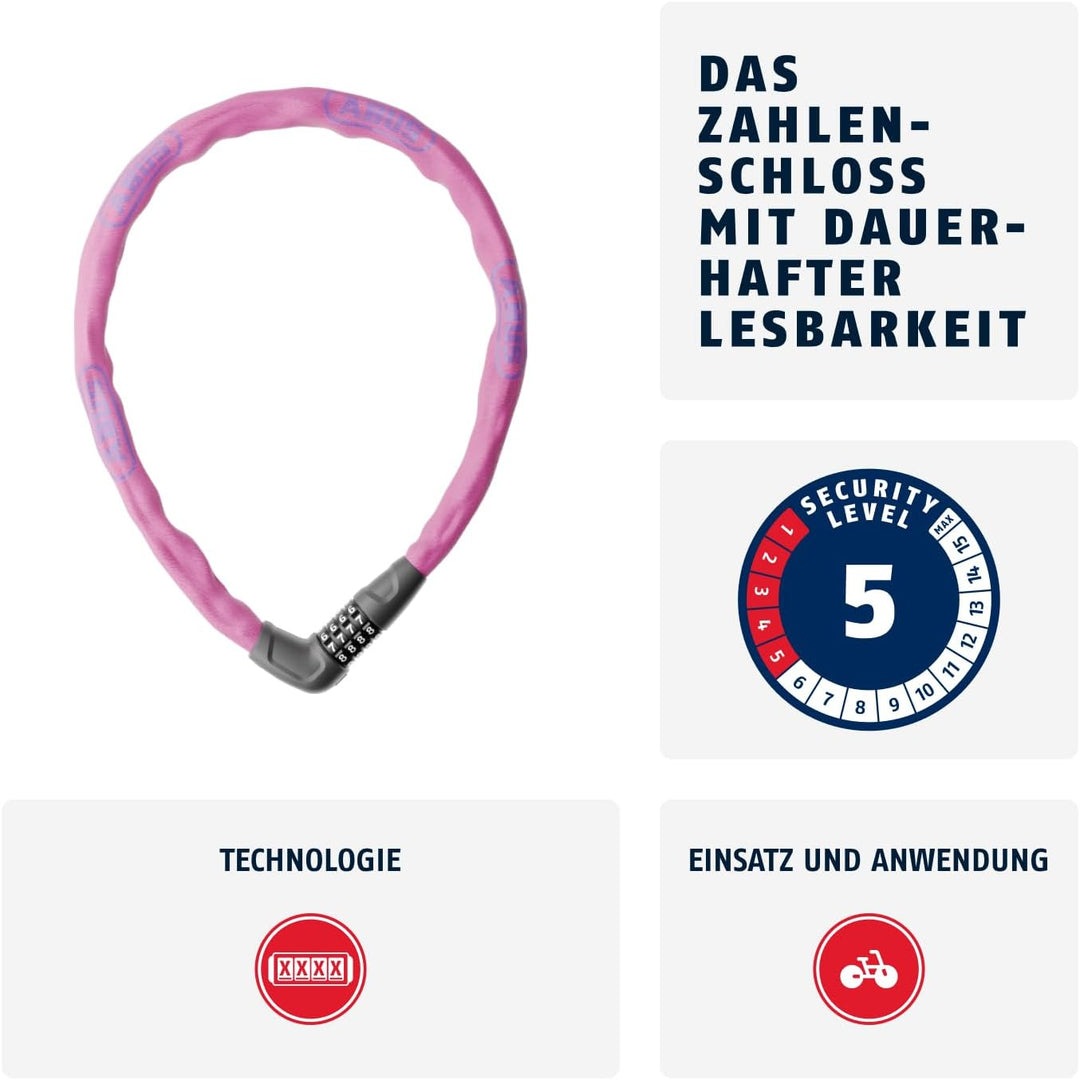 ABUS Kettenschloss Steel-O-Chain 5805C – Zahlenschloss aus 5 mm starken Stahlkette – ABUS-Sicherheit
