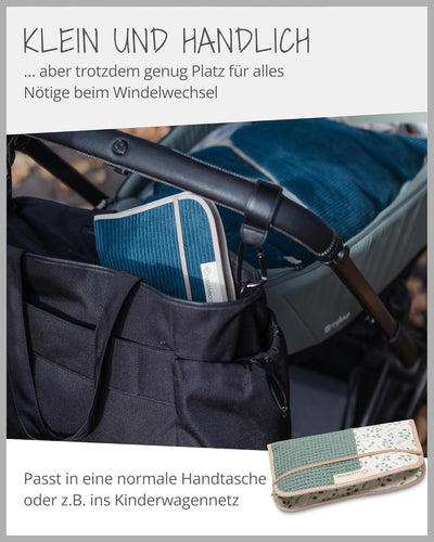 ULLENBOOM ® Windeltasche für unterwegs, Floral-Grün, Made in EU - Wickeltasche für bis zu 3 Windeln,