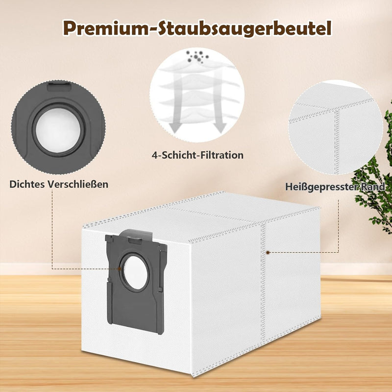 12 Stück Staubbeutel Kompatibel mit Dreame L20/X40 Ultra Complete, L10s/L10/L40/S20/E30 Ultra, L10s