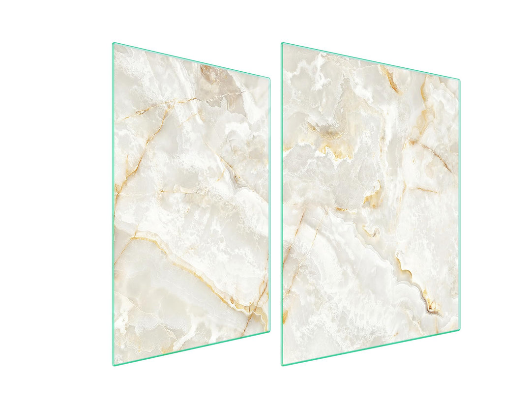 TMK ArtDeko Herdabdeckplatte 2 Teilig 30x52 + 40x52 cm - Spritzschutz Herdabdeckung – Herdschutz aus