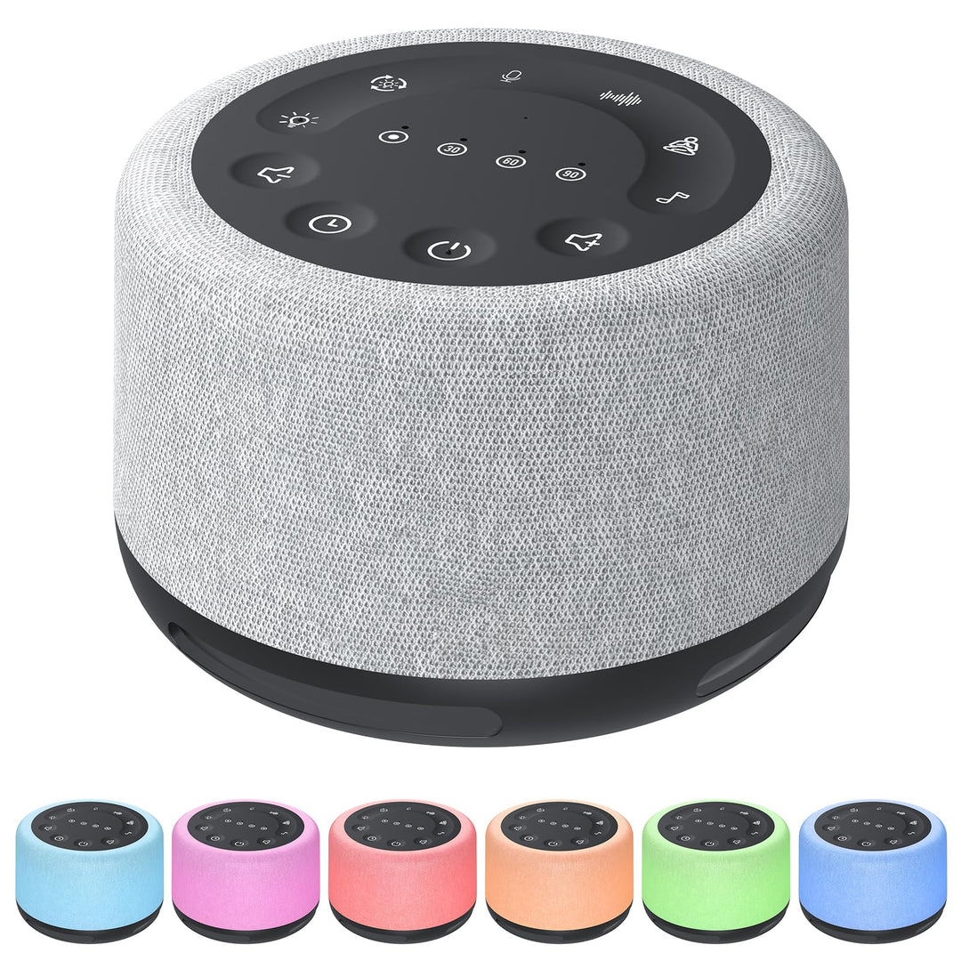 FUNYKICH White Noise Machine, 30 Klänge, Atemtraining, Aufnahmefunktion, 7 Farblicht & Atemlicht, Wi