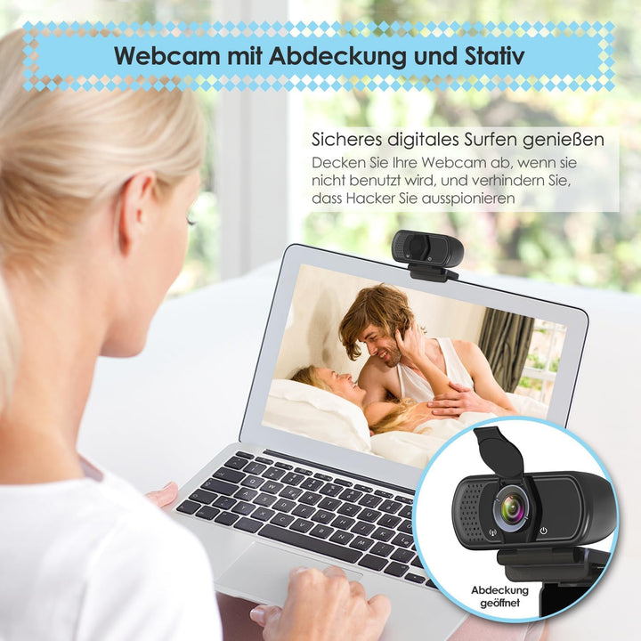 ToLuLu Webcam HD 1080p Webkamera, USB PC Computer Webcam mit Mikrofon, Laptop Desktop Full HD Kamera
