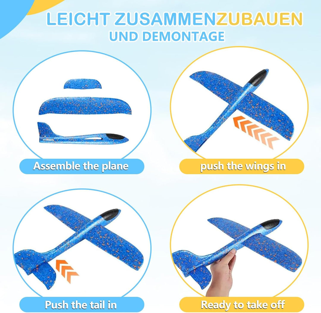 Styroporflieger - 4 Stück Kinder Flugzeuge, Wurfgleiter aus Styropor, Flugzeug Spielzeug für Kinder