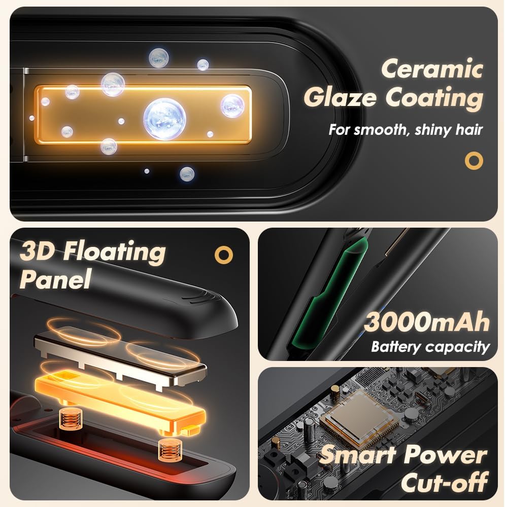 Mini Glätteisen Kabellos, 2 in 1 Reise Glätteisen Mini mit 4 Temperaturen glätteisen locken und Glät