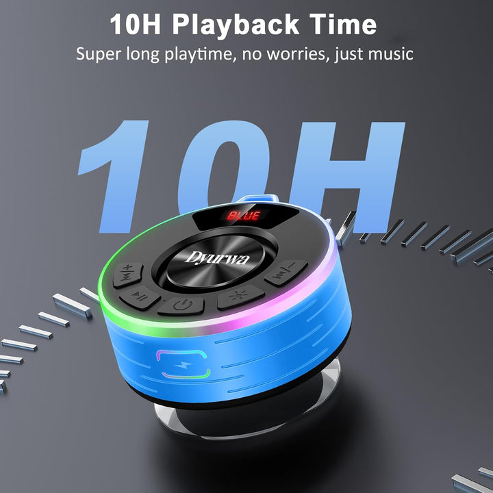 Wasserdichter Bluetooth Duschlautsprecher, 10H Bluetooth-Lautsprecher mit Saugnapf, Tragbare bluetoo