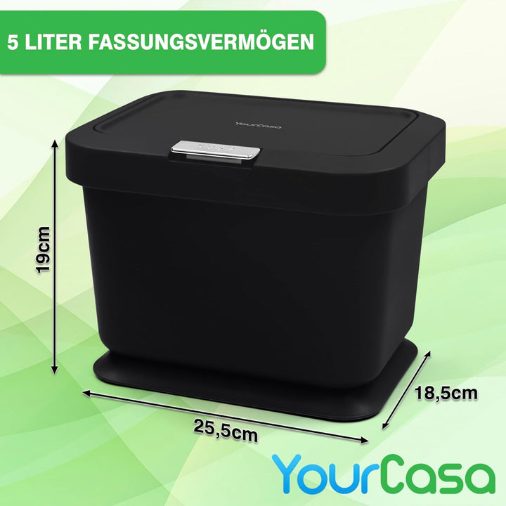 YourCasa Biomülleimer Küche 5L - Deckel mit Knopfdruck-Mechanismus- Komposteimer für alltäglichen Bi