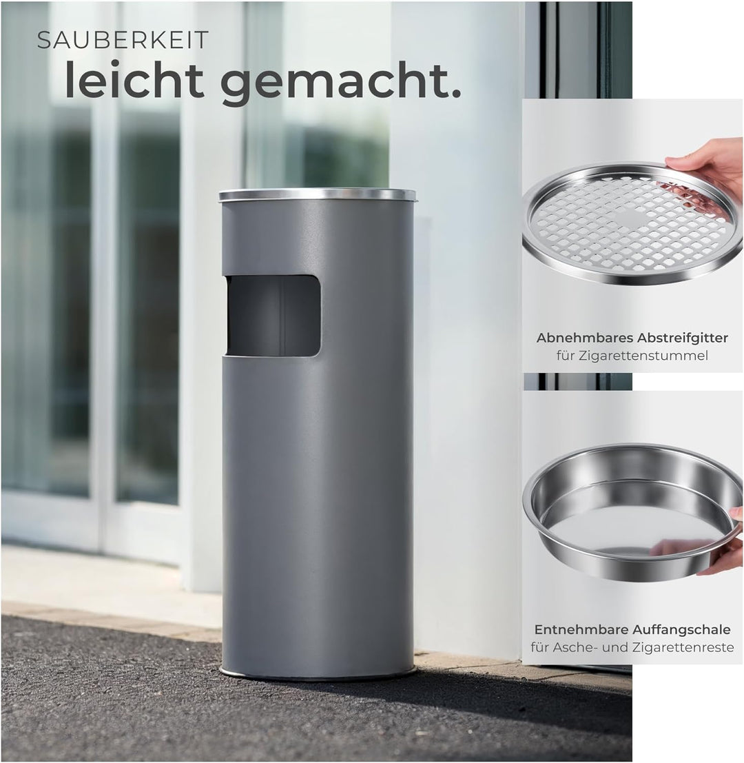 TecTake 30L Standaschenbecher Aschenbecher mit Mülleimer inkl. Inneneimer | Total: Ø 25 x 61 cm - di
