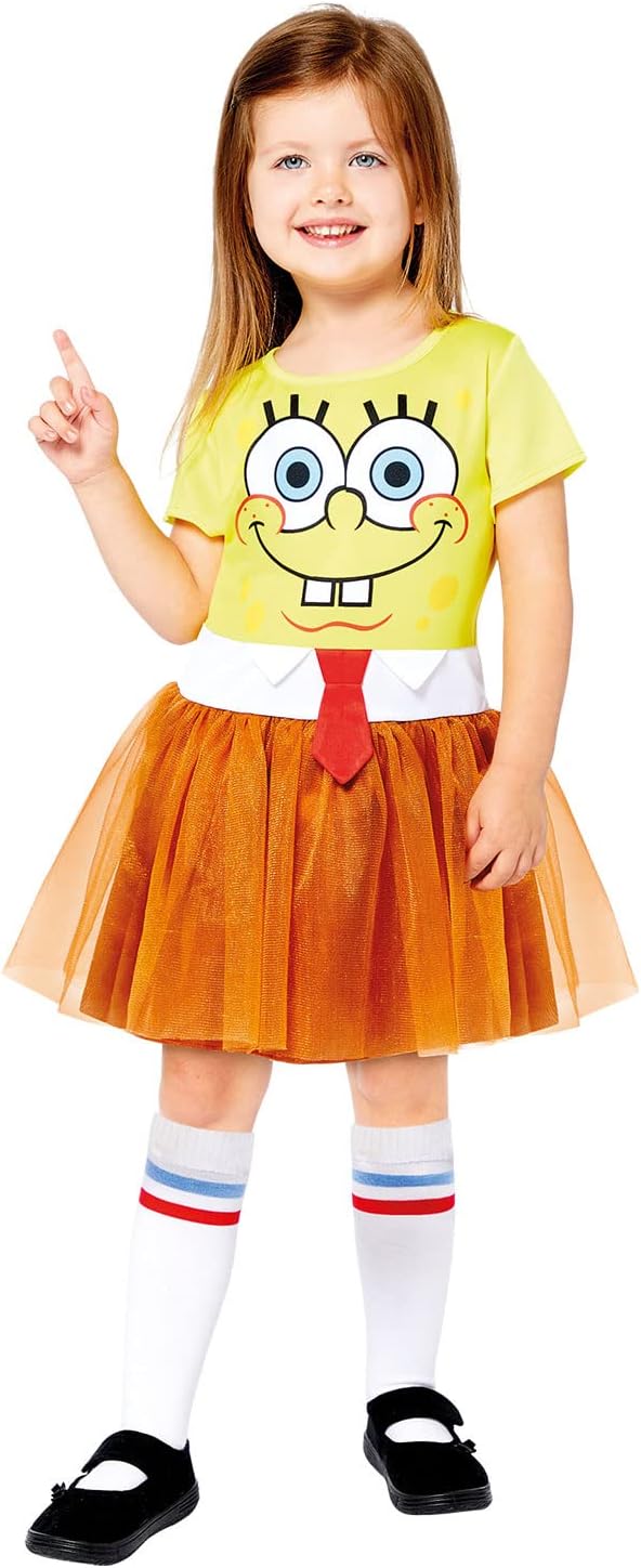 Amscan - Kinderkostüm Spongebob Schwammkopf, Kleid und Socken, Serie, Karneval, Motto-Party 110, 110