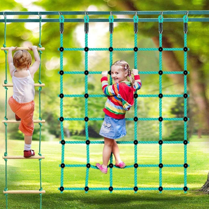 BeneLabel Kletternetz Kinder, 196 x 125cm Klettergerüst Netz Kinderzimmer Netz Nylonseil Leiter Spie