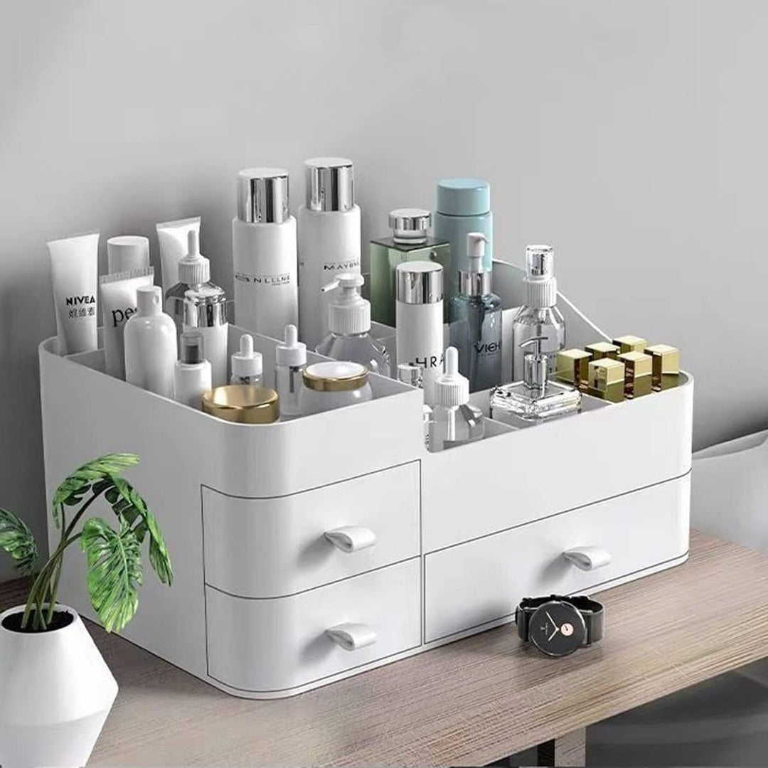 Queta Make-up-Organizer Grosse Kosmetik-Aufbewahrungsbox mit Kapazität 8 Gitter und 3 Schubladen, pa