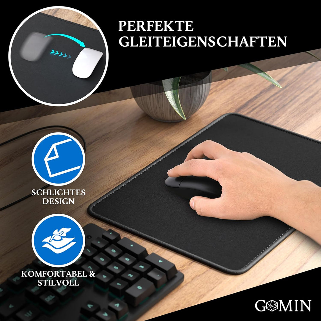 Gomin Mauspad - 28 x 20 cm (5er Pack) Gaming Mauspad rutschfest – Vernähte Kanten - verbessert Gesch