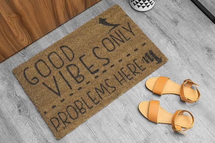 KOKO DOORMATS Kokos Fussmatte aussen mit Anti-Rutsch PVC | Lustige Türmatte Good Vibes Only | Umwelt