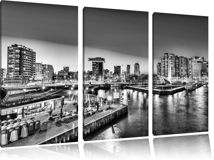 Pixxprint Ausblick auf Rotterdam als Leinwandbild/Grösse: 3 Teilig (120x80 cm) cm/Wandbild/Kunstdruc