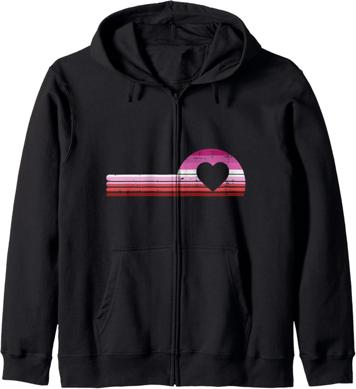 Retro Heart Love LGBT Lesbian Flag Gay Pride Proud Ally Kapuzenjacke