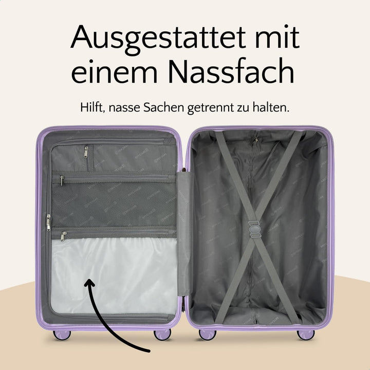 Urban Adventurer Koffer gross 110L – Violett – Hartschalenkoffer XXL mit Zahlenschloss &amp; 4 Rollen Vi