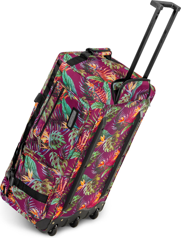 normani Reisetasche XXL Trolly mit Rollen Jumbo Travel Bag aus robustem Material Monstera / 80 Liter