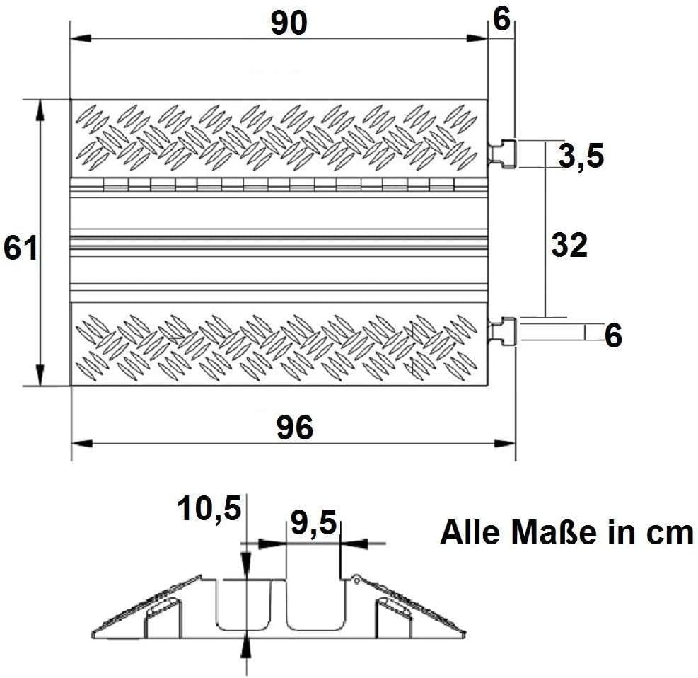 4 Stück 2 Kanal Feuerwehr/THW Kabelbrücke Schlauchbrücke 90 x 61 x 10,5 cm für PKW &amp; LKW (4 Stück 90