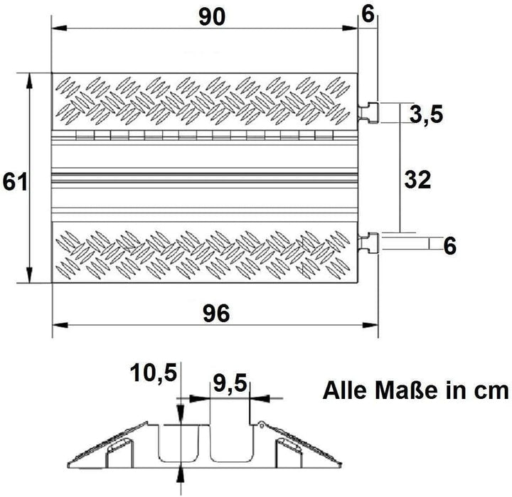 4 Stück 2 Kanal Feuerwehr/THW Kabelbrücke Schlauchbrücke 90 x 61 x 10,5 cm für PKW &amp; LKW (4 Stück 90