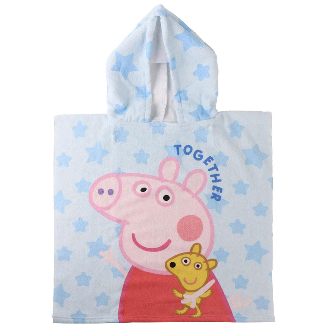 Peppa Wutz Together & Forever Kapuzenponcho Strand – 55x110 cm – Kinder – Leicht & Schnelltrocknend