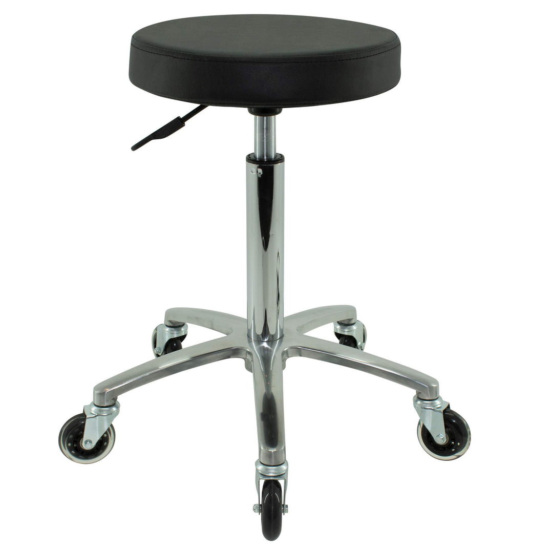 VAKON SALON - Rundocker auf hochwertigen Rollen - höhenverstellbarer Drehhocker 55-75 cm, Rollhocker