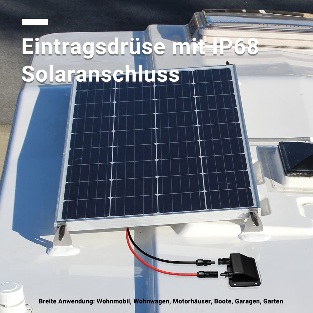Sayhome Dachdurchführung Solar, Double Solar Kabeleinführung Gehäuse mit 0.33ft 10awg, für Wohnmobil