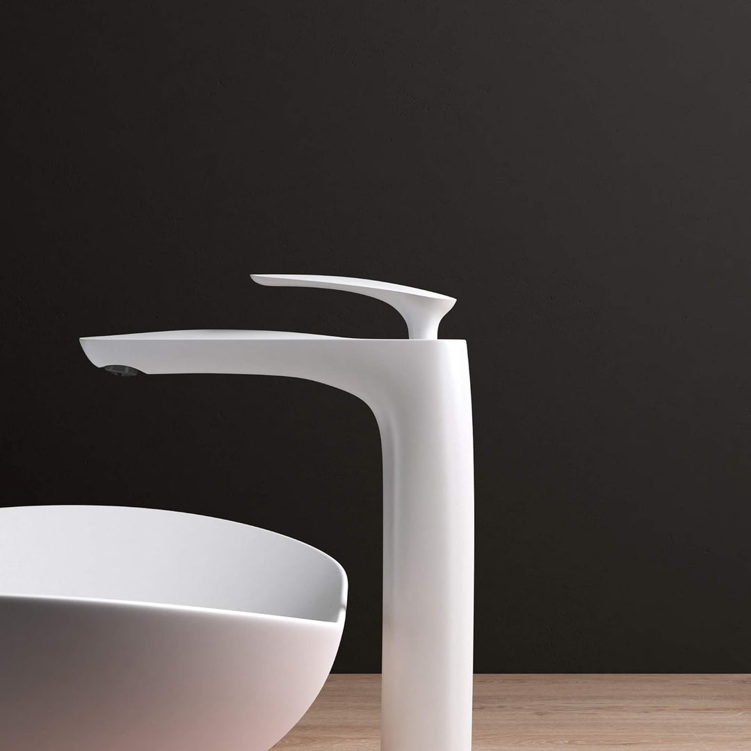 Mai & Mai Armatur Wasserhahn Bad Weiss WAM-7201 | Waschbeckenarmatur 28cm hoch | Badinstallationen E