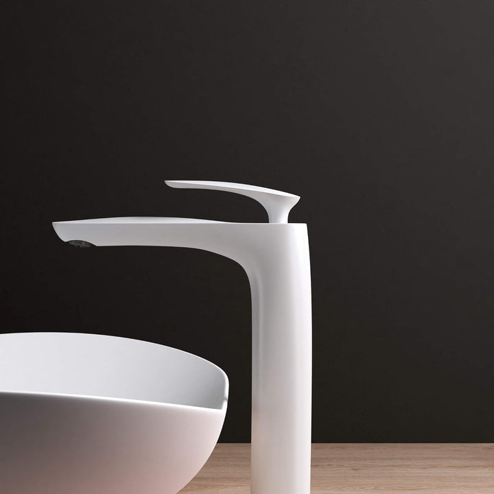 Mai & Mai Armatur Wasserhahn Bad Weiss WAM-7201 | Waschbeckenarmatur 28cm hoch | Badinstallationen E