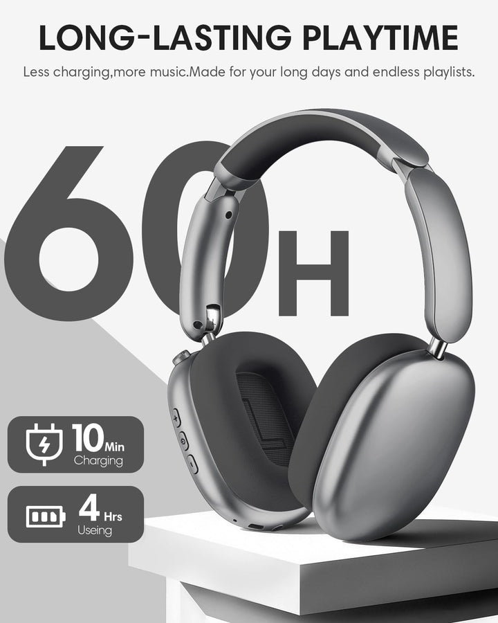 Wentronic Y02 Aktive Noise Cancelling Kopfhörer,60 Std.5 EQ-Musikmodi,Hi-Res-Audio,Tiefe Bässe,faltb