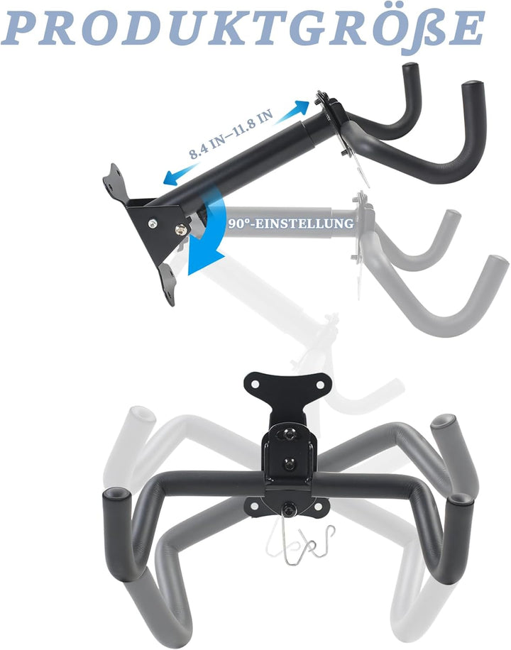 Fahrrad Wandhalterung, Klappbar Fahrradhalterung Wand bis 25kg, Winkel＆Wandabstand Einstellbar, mit