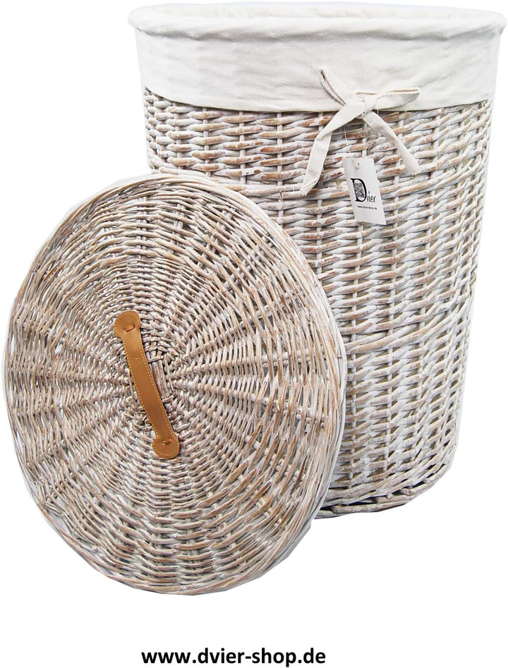 D Vier Wäschekorb weide wasch weiss rund beige D.39 H.55