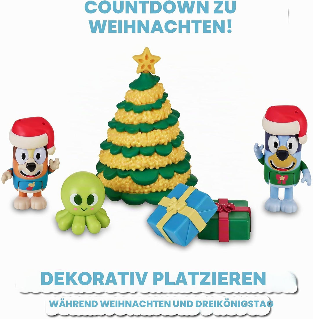 Bluey - Adventskalender mit 24 Teilen, inkl. Figuren aus der Serie und Zubehör, für Jungen und Mädch