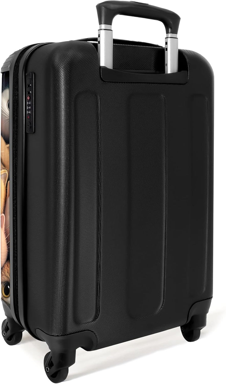 NoBoringSuitcases.com® Koffer Handgepäck, Trolley, Rollkoffer, Kleiner Koffer mit 4 Rollen - Katze -