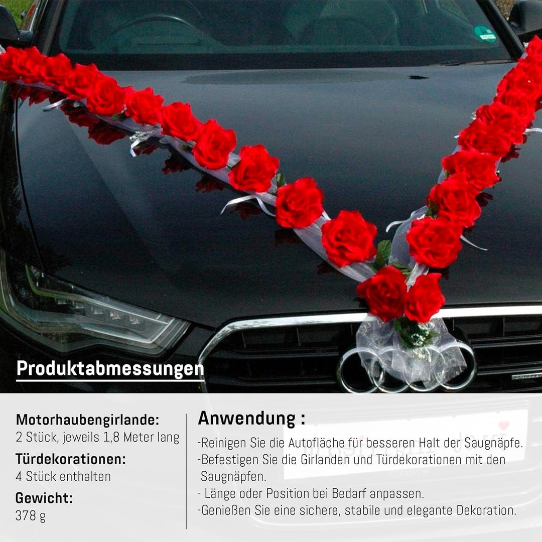Rosen Girlande Braut Paar Rose Deko Dekoration Autoschmuck Hochzeit Car Auto Wedding ®Auto-schmuck D