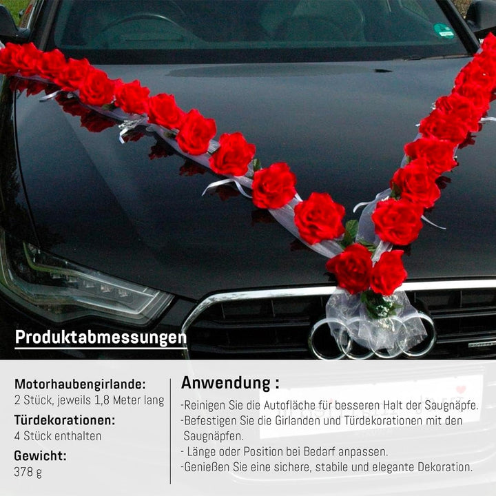 Rosen Girlande Braut Paar Rose Deko Dekoration Autoschmuck Hochzeit Car Auto Wedding ®Auto-schmuck D