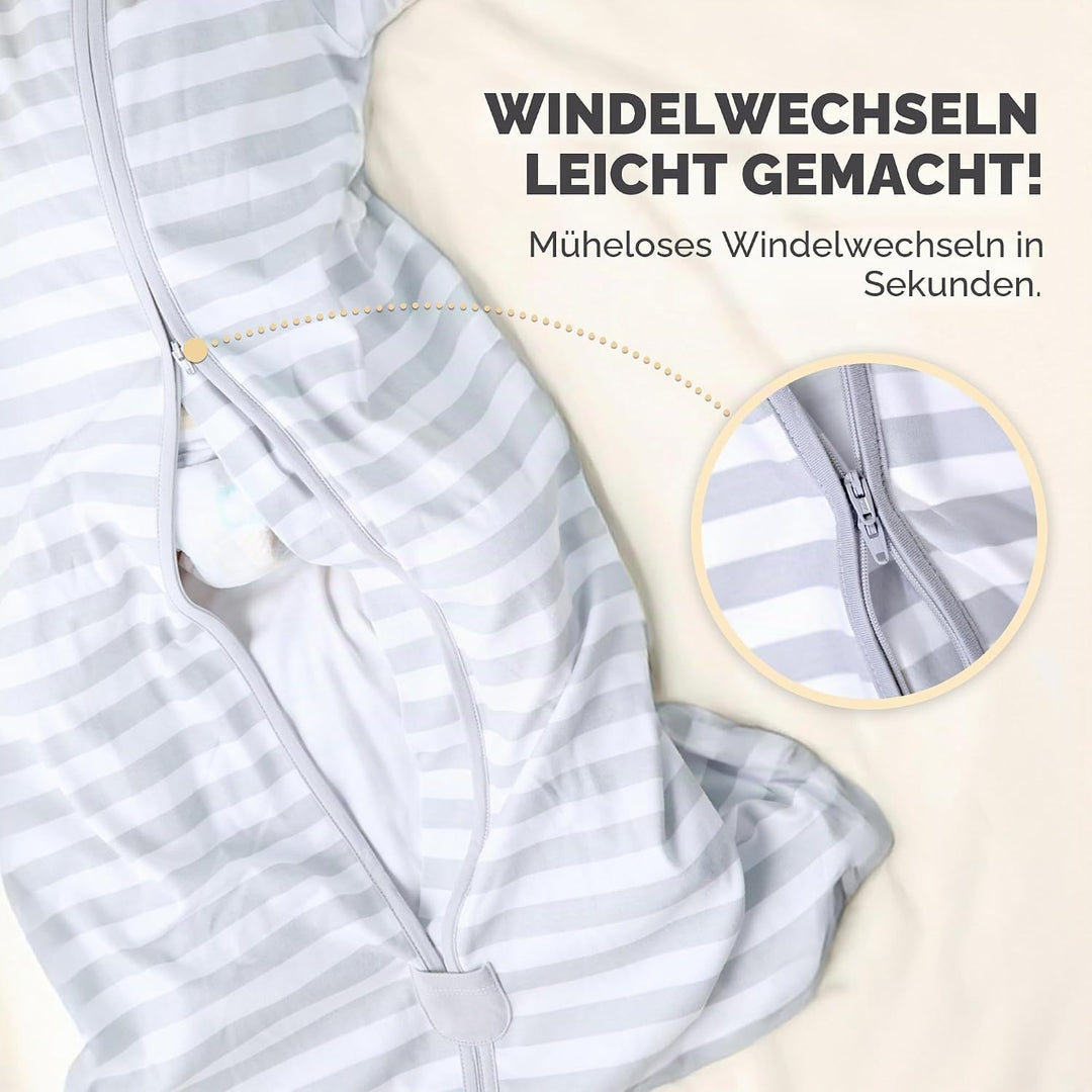 Mama Cheetah Baby Schlafsack mit Ärmeln, 0.5 TOG Bio-Baumwolle Wearable Blanket und Zwei-Wege-Reissv