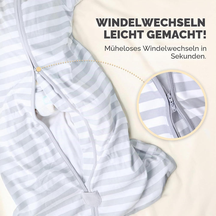 Mama Cheetah Baby Schlafsack mit Ärmeln, 0.5 TOG Bio-Baumwolle Wearable Blanket und Zwei-Wege-Reissv