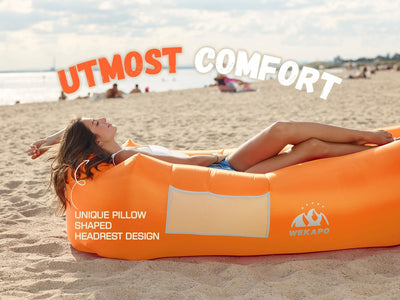 wekapo aufblasbar Air Liege, Blow Up Sofa für Camping, Reisen und Strand, Orange, Orange