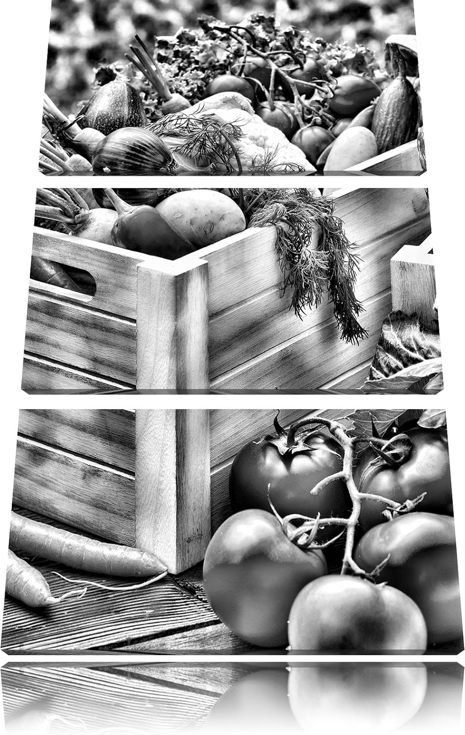 Pixxprint Obst Gemüse Kräuter als Leinwandbild/Grösse: 3 Teilig (120x80 cm) cm/Wandbild/Kunstdruck/f