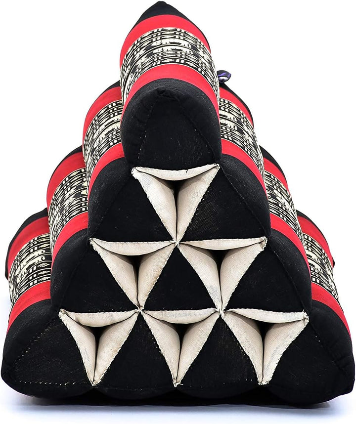 Leewadee Thai Dreieckskissen 50 x 33 x 33 cm - Feste Kapok Rückenstütze für Lesen, Bett, Sofa & Bode