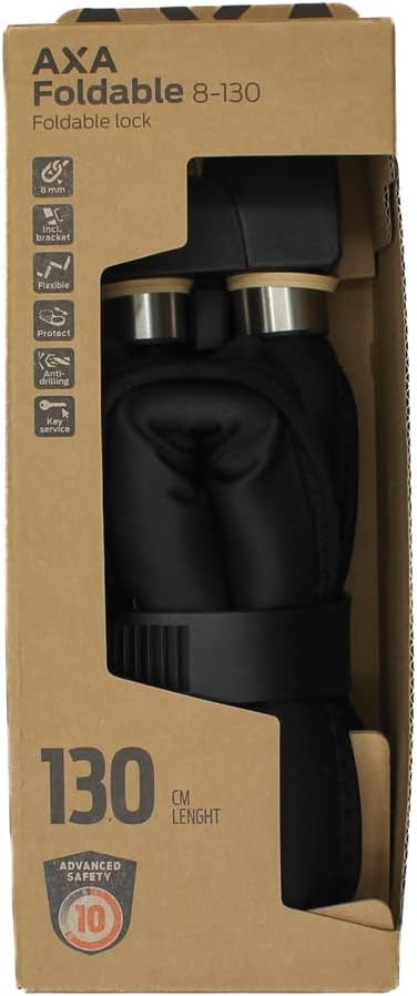 AXA Foldable 8-130 Faltschloss – Länge 130 cm – Stahlglieder 8 mm – Sicherheitsstufe 10 – Inkl. Halt