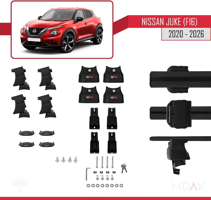 Kompatibel mit Nissan Juke 2 (F16) 2020-2026 ACE-4 Relingträger Dachträger Auto Gepäckträger Schwarz