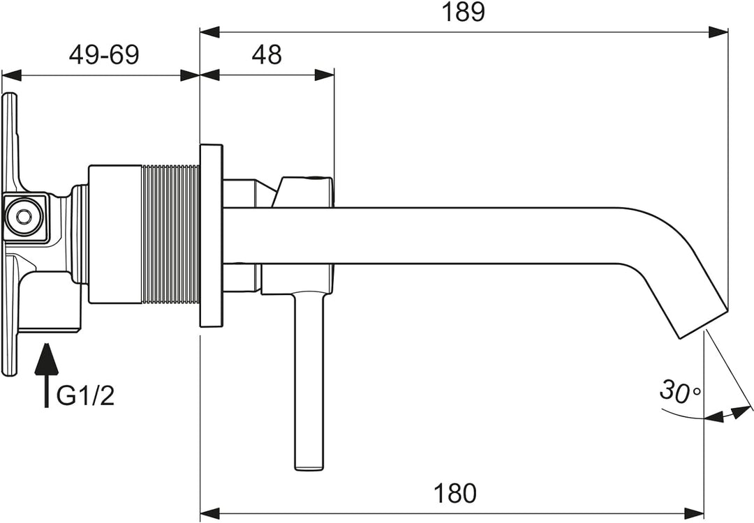 Ideal Standard A6938AA Ceraline Wand-Waschtischarmatur, Chromfarben, Bocca da 20 cm