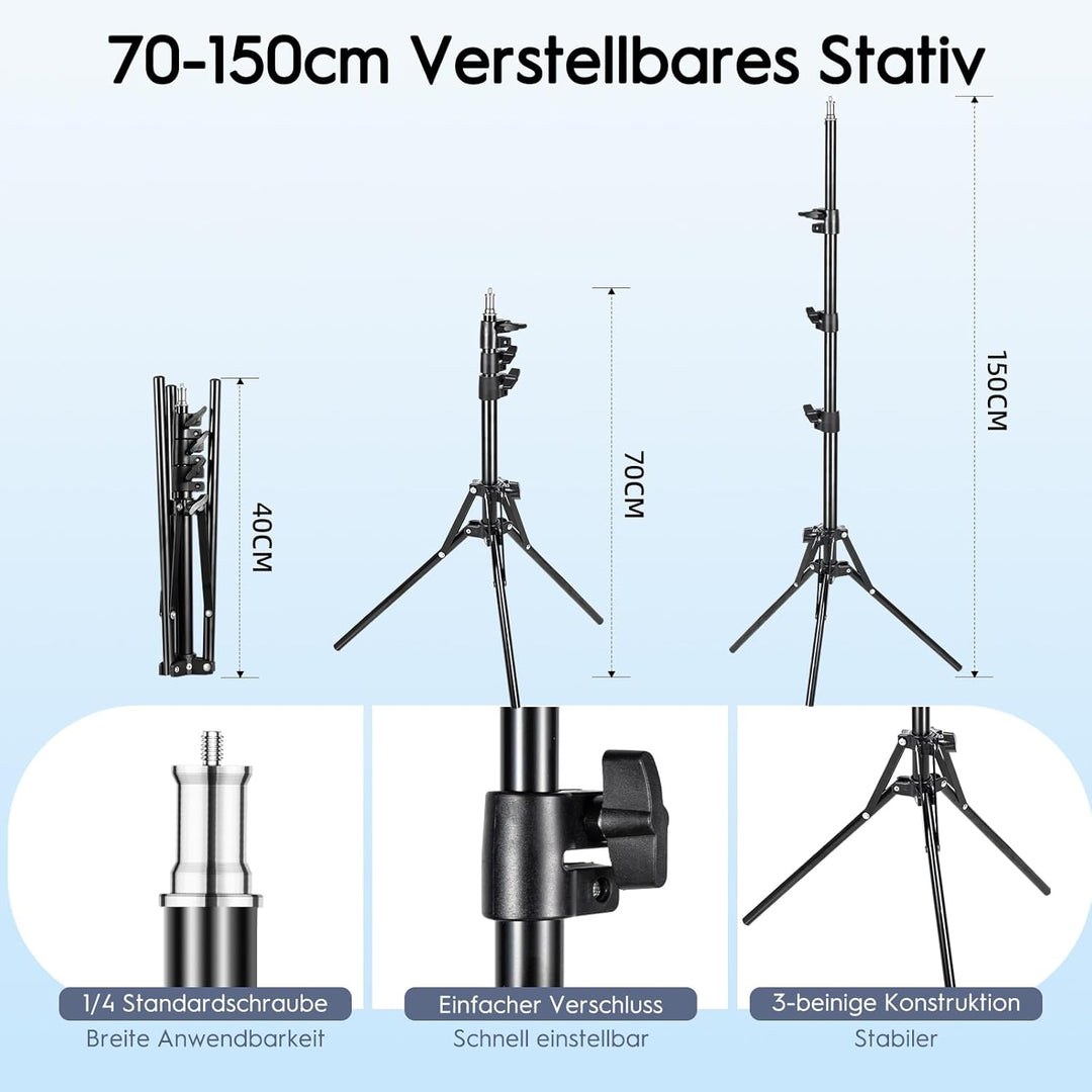 FGen Softbox Set,1x40x40cm Softbox Licht Kabellänge 300cm mit 85W 2700-6400K Einstellbarer LED Birne