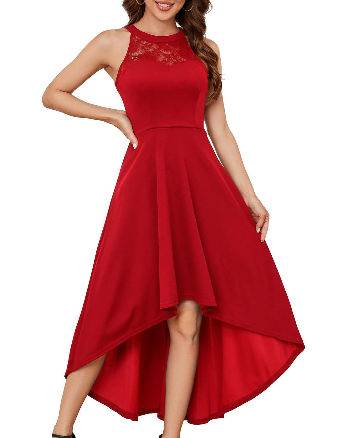 Bbonlinedress Abendkleider elegant für Hochzeit gast festliches Kleid Damen Neckholder Konfirmations