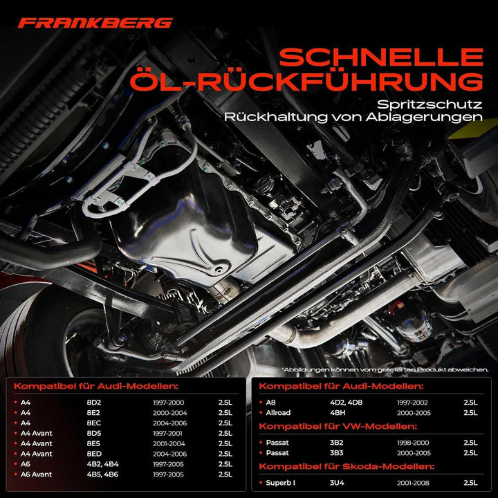 Frankberg Ölwanne für A4 8D B5 8E B6 B7 8H B6 B7 A6 4B C5 A8 4D2 4D8 Allroad 4BH C5 Superb 3U4 P-a-s