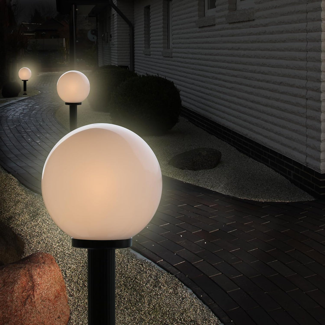Wegeleuchte Wegelampe Aussenleuchte Gartenlampe Kugel Opal 25cm Ø, Höhe 100cm