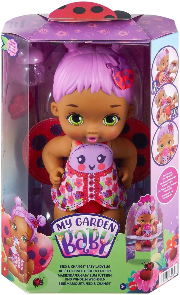 My Garden Baby HMX28 - Marienkäfer-Babypuppe mit Zubehör wie einer wiederverwendbaren Windel, Fläsch