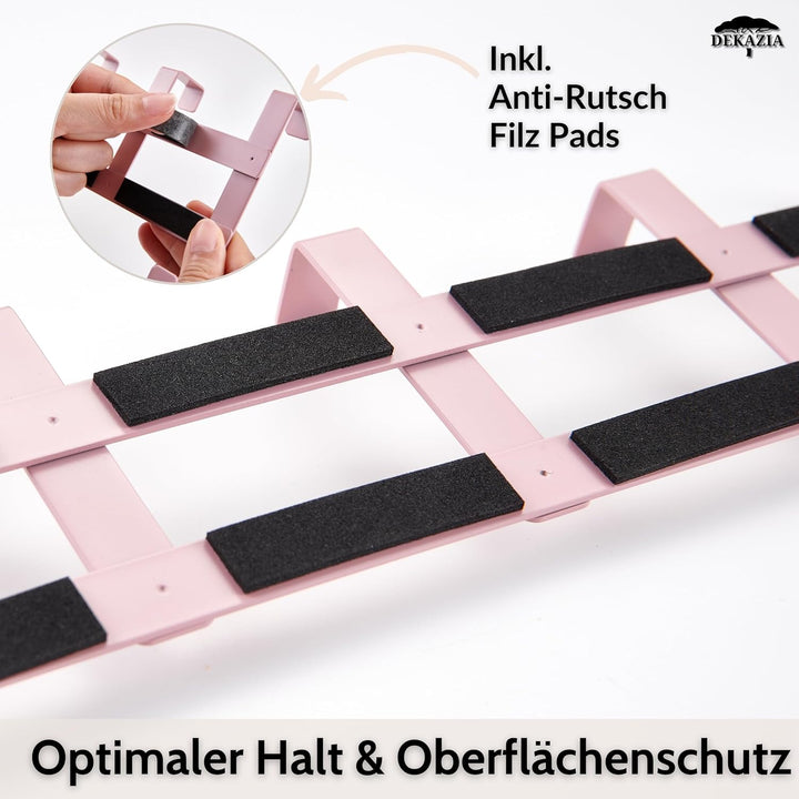 DEKAZIA® Türgarderobe Rosa zum Einhängen - Bunte Türhakenleiste für Kinderzimmer, Garderobenhaken &amp;